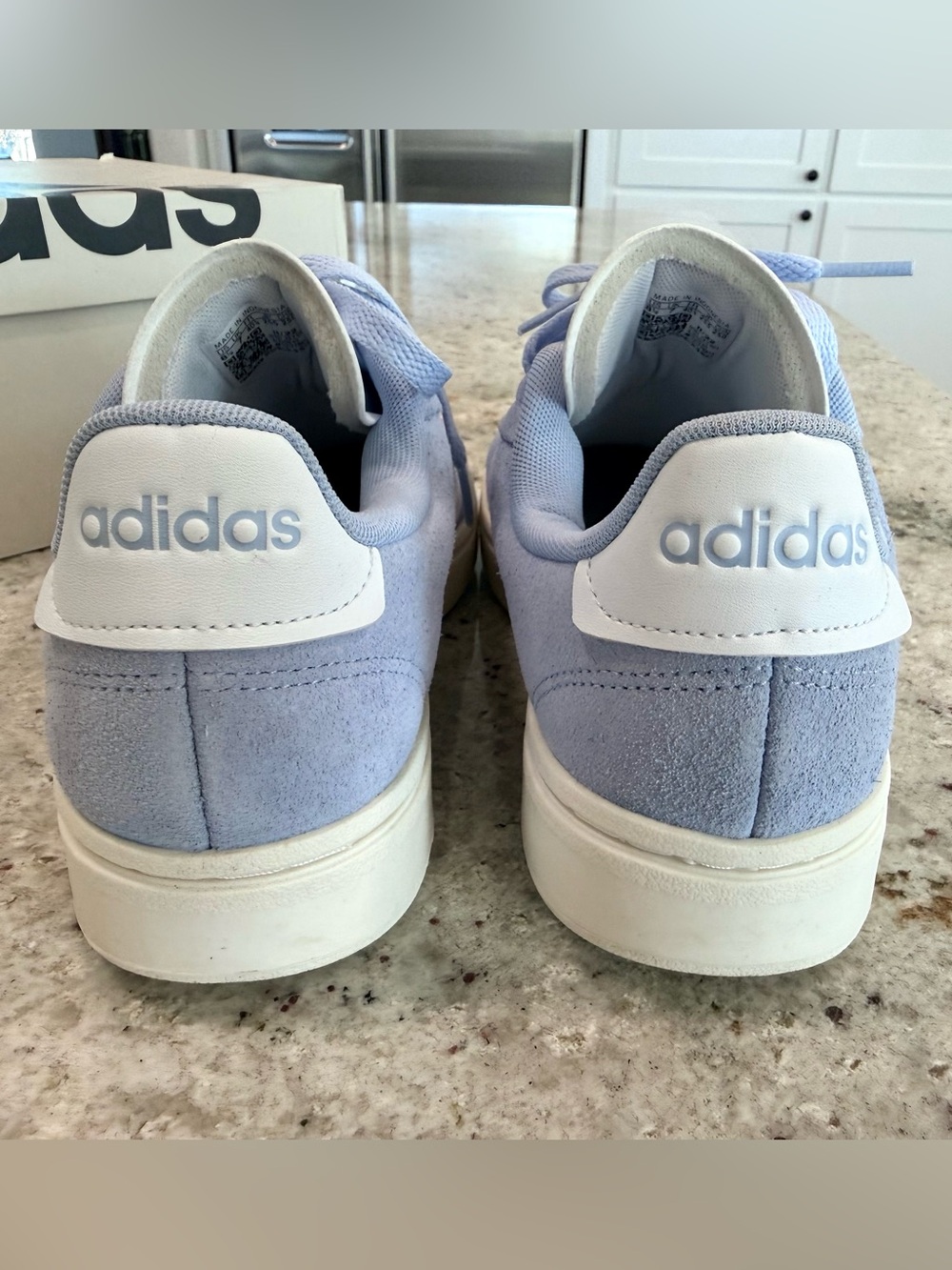 Adidas Grand Court Alpha Light Blue Suede Sneakers with White Stripes - Picture 7 of 11